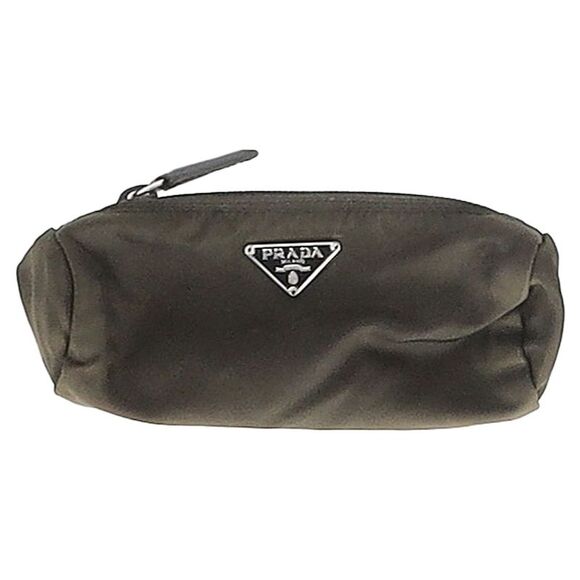 Prada Re-Nylon Triangle-Logo Pouch in Olive Green Nylon - Picture 1 of 12
